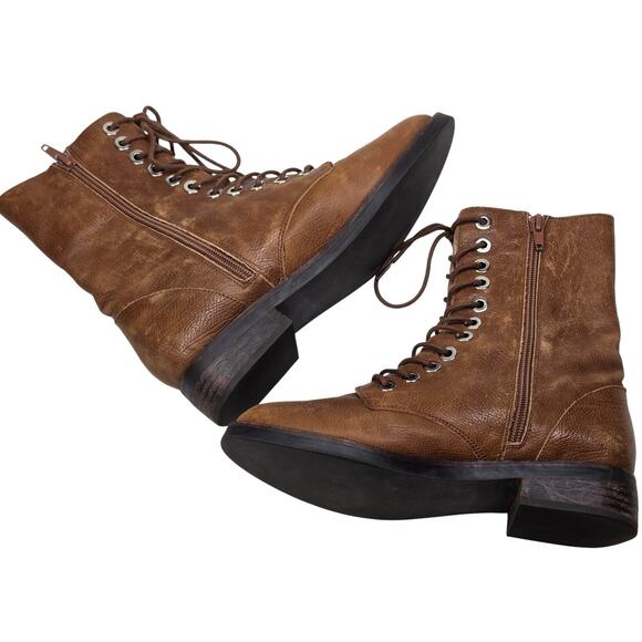 Jeffrey Campbell Ibiza Distressed Brown Leather Ankle Boots Side Zip Size 6.5 - Picture 5 of 14